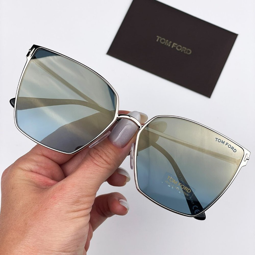 Tom Ford FT0653/S 28V Sunglasses Gold Rose Blue Mirrored Metal Cat Eye Women